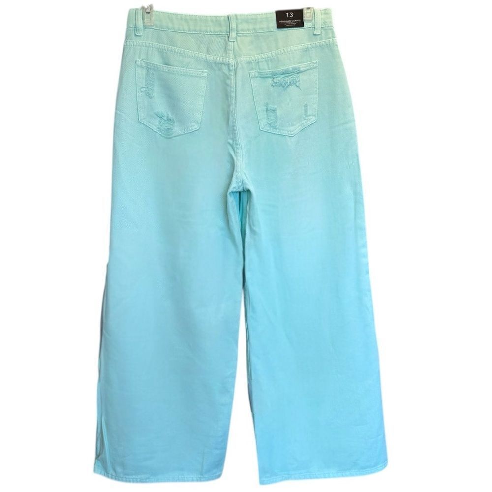 Mint Blue High Rise Distressed Wide Leg Jeans NWT | American Bazi - Picture 14 of 16